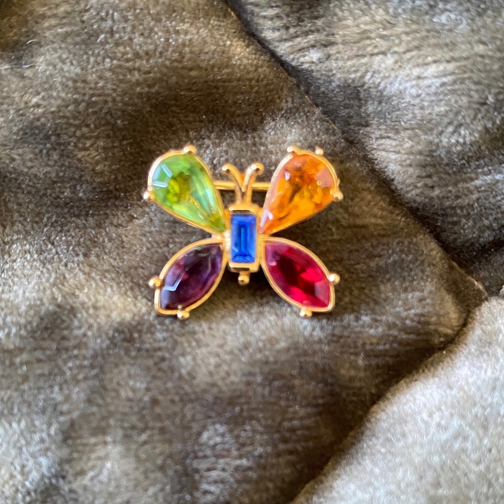 Joan Rivers Vibrant Jewel-Tone Butterfly Brooch